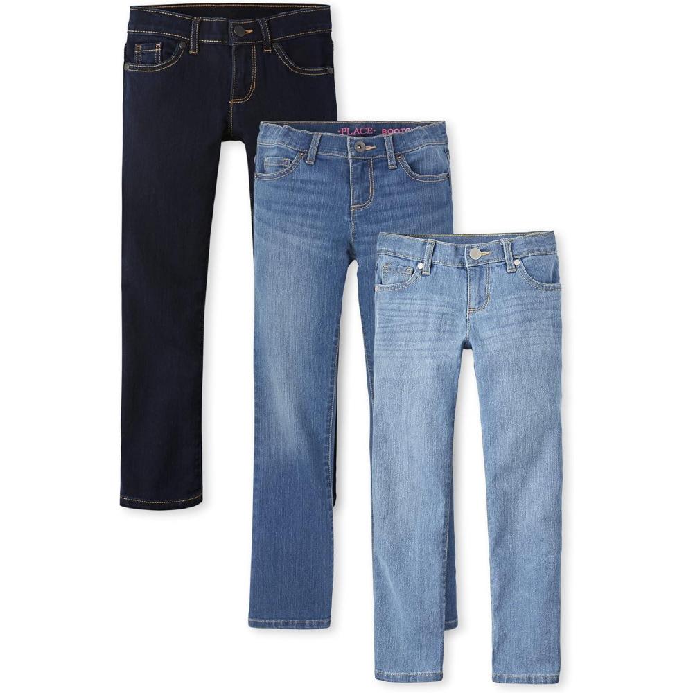 imageThe Childrens Place Girls Skinny JeansBlackIndigoBlue 3pack