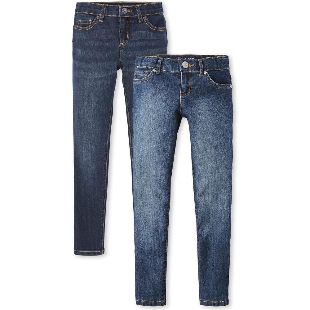 imageThe Childrens Place Girls Super Skinny JeansVictory BlueDark Twilight 2pack