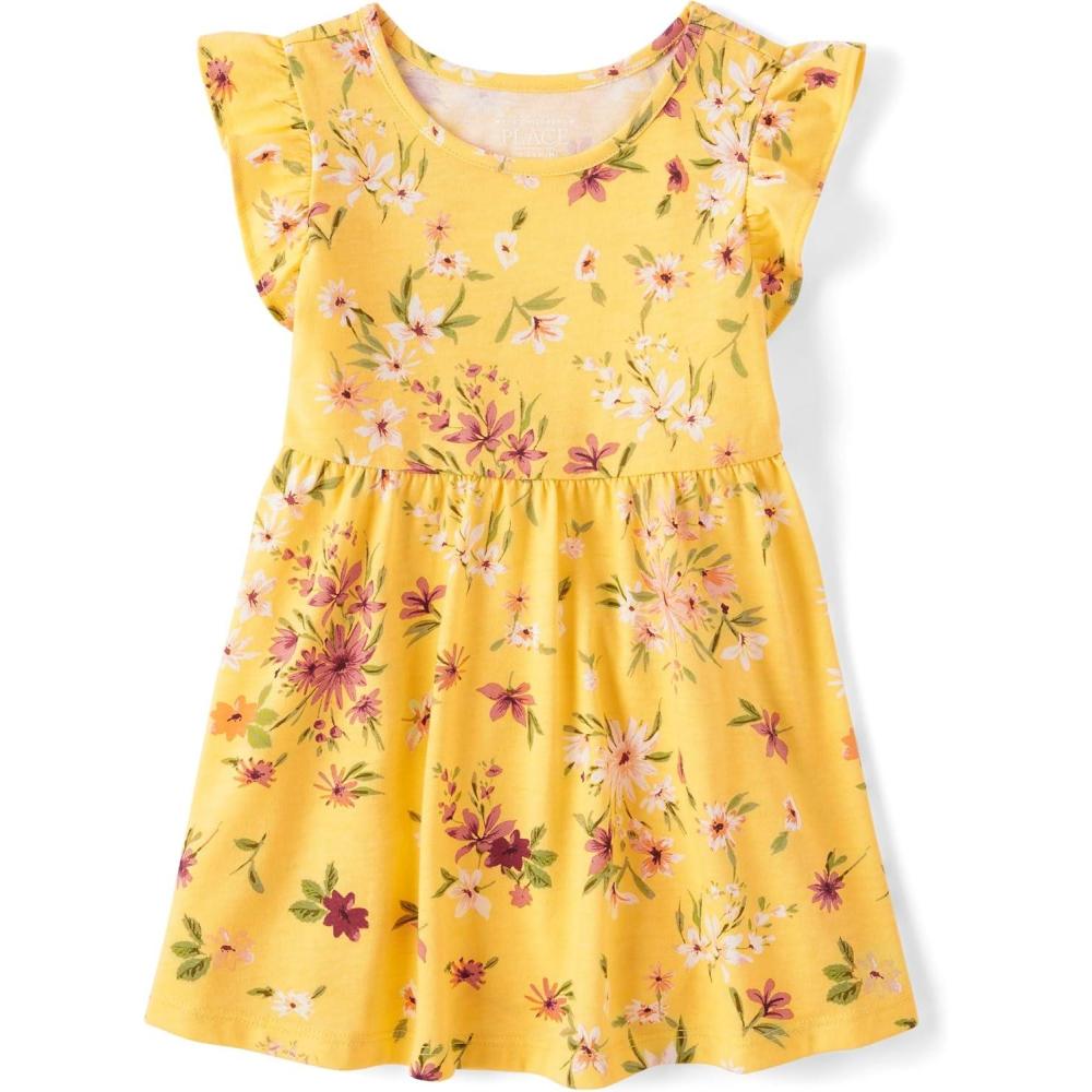 imageThe Childrens Place Girls and Toddler Short Sleeve Fashion DressBanana Pudding Floral