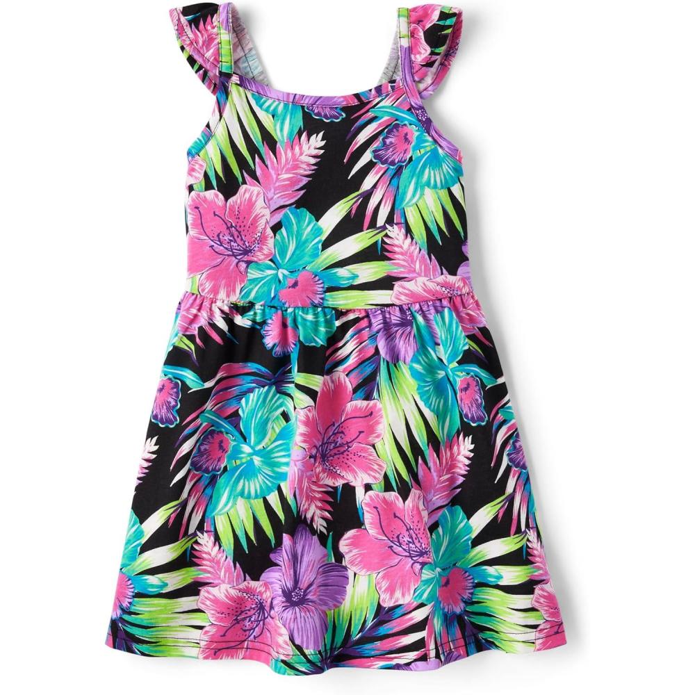 imageThe Childrens Place Girls and Toddler Short Sleeve Fashion DressBright Floral