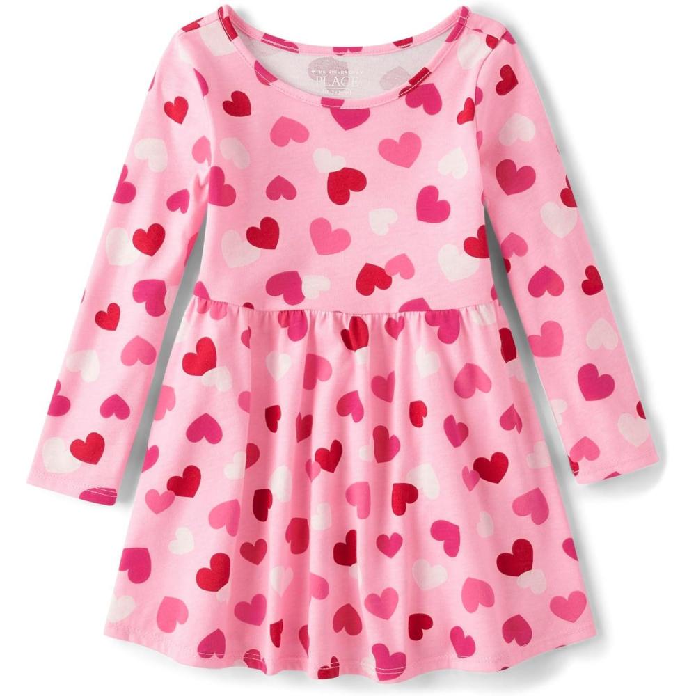 imageThe Childrens Place Girls and Toddler Skater Dress Long SleeveHearts