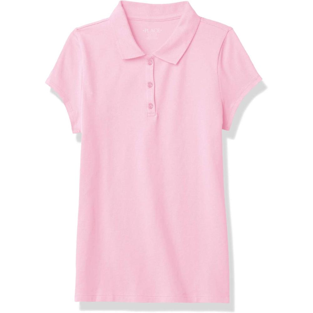 imageThe Childrens Place babygirls And Toddler Short Sleeve Ruffle Pique PoloSparkle Pink