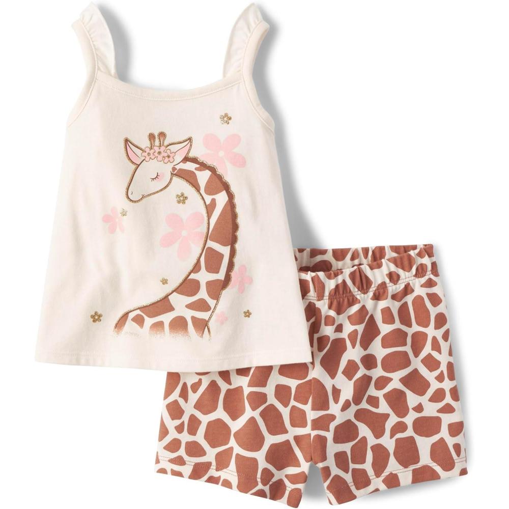 imageThe Childrens Place babygirls And Toddler Sleeveless Tank Top and Shorts 2piece SetGiraffe Set
