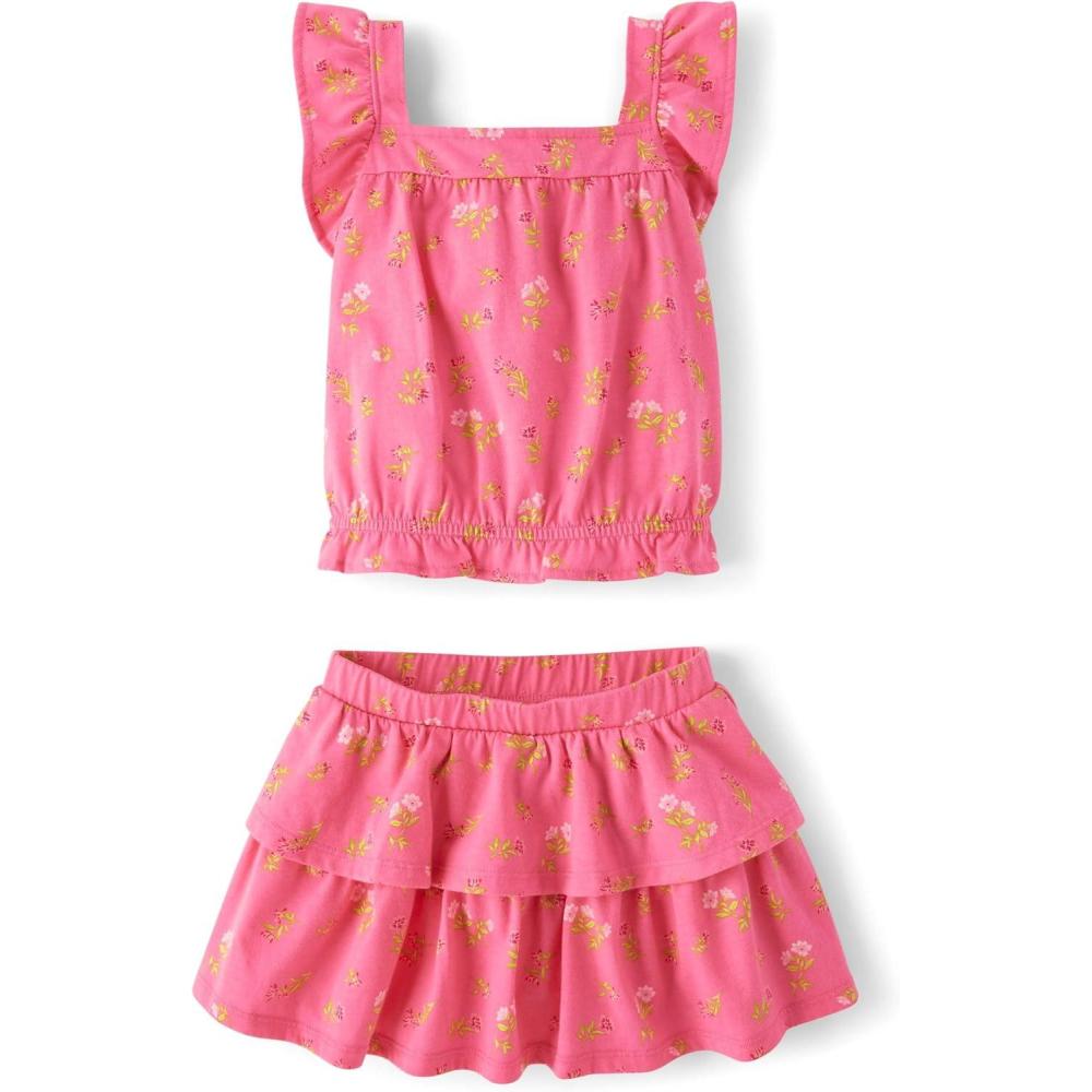 imageThe Childrens Place babygirls And Toddler Tank Top and Skort 2 Piece Outfit SetIn the Pink