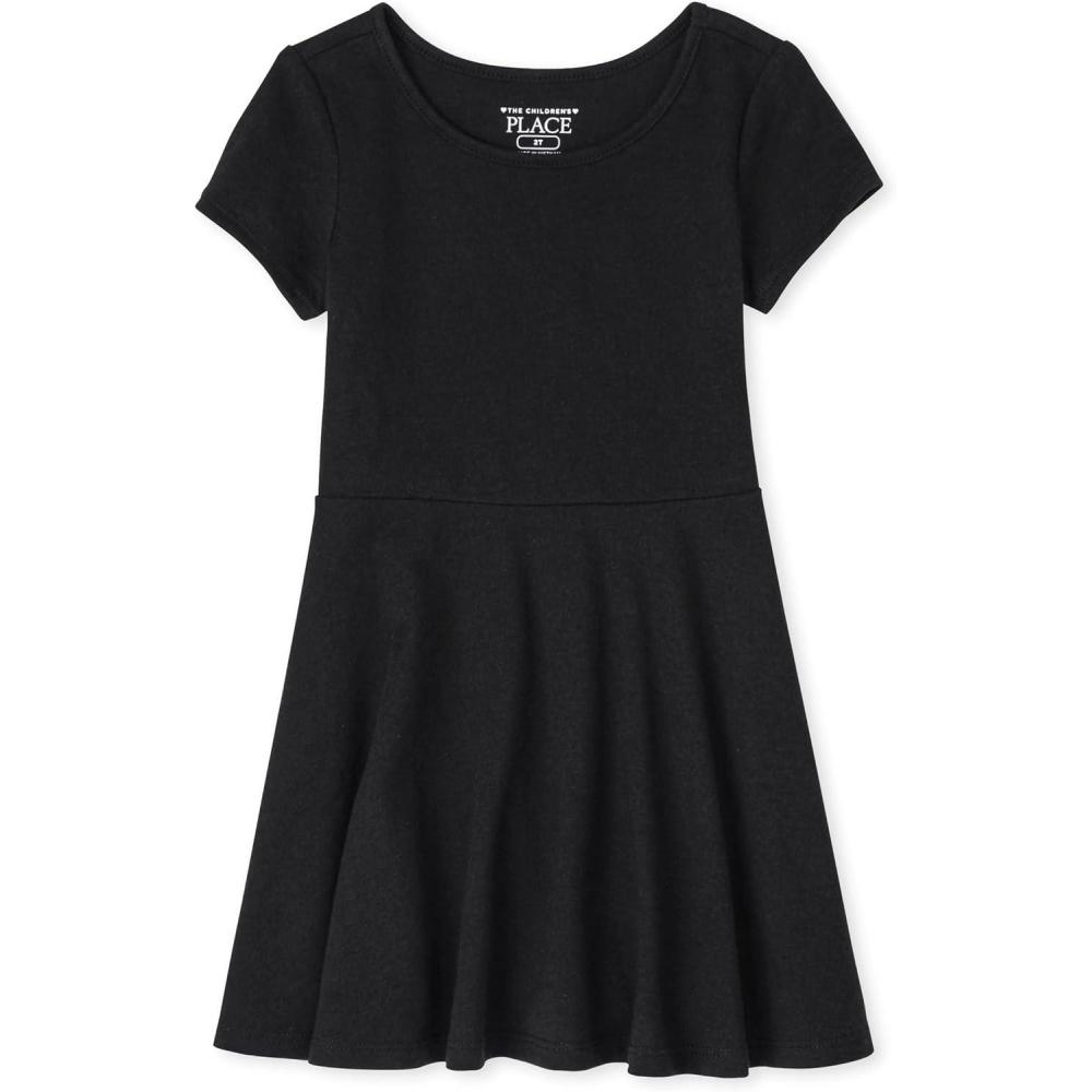 imageThe Childrens Placeand Toddler Girls Short Sleeve Fashion DressBlack Single
