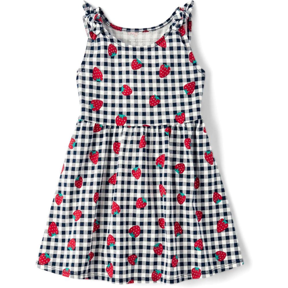 imageThe Childrens Placeand Toddler Girls Short Sleeve Fashion DressStrawberry Gingham