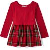 The Children’s Place Baby Girls’ Plaid Flannel Woven Tiered Dress(Classic Red Plaid)
