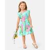 The Children’s Place Girls and Toddler Short Sleeve Fashion Dress(Green Floral Babydoll)