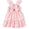 The Children’s Place Girls and Toddler Short Sleeve Fashion Dress(Pink Floral Tiered)