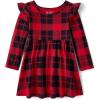 The Children’s Place Girls and Toddler Skater Dress, Long Sleeve(Black Red Flutter)