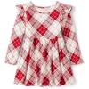 The Children’s Place Girls and Toddler Skater Dress, Long Sleeve(Red Plaid Flutter)
