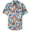 The Children’s Place boys Short Sleeve Button Up Shirt(Tropical Mellow Aqua)