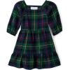 The Children’s Place Baby Girls’ Plaid Flannel Woven Tiered Dress(Green Plaid)
