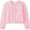 The Children’s Place Baby Girls’ and Toddler Long Sleeve Knit Button Front Cardigan(Pink Bunny)