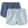 The Children’s Place Baby Girls’ and Toddler Pull on Chambray Shorts(Rose Wash/Denim 2-pack)