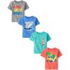 The Children’s Place Baby-Boys and Toddler Dinos,Animals,Cars Short Sleeve Graphic T-Shirts,4 Pack(Monster Truck/Shark/Sunglasses/Sand)