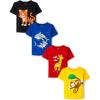 The Children’s Place Baby-Boys and Toddler Dinos,Animals,Cars Short Sleeve Graphic T-Shirts,4 Pack(Tiger/Giraffe/Monkey/Shark)