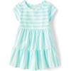 The Children’s Place Baby-Girls and Toddler Tiered Dress, Short Sleeve(Seagrove Stripe)