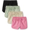 The Children’s Place Baby-Girls and Toddler Twill Pull on Shorts(Pink/Straw/Green/Black 4-pack)