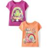The Children’s Place Baby-Girls and Toddler Unicorns,Butterflies,Trends Short Sleeve Graphic T-Shirts,2 Pack(Be Kind/Frog Mushroom)