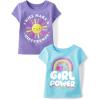 The Children’s Place Baby-Girls and Toddler Unicorns,Butterflies,Trends Short Sleeve Graphic T-Shirts,2 Pack(Make a Difference/Girl Power)