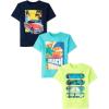 The Children’s Place Boys Animals,Cars Short Sleeve Graphic T-Shirts,3 Pack(Beach Mode/Skateboard/Car)