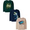 The Children’s Place Boys Assorted Everyday Long Sleeve Graphic T-Shirts,multipacks(Controller/Race Car/Dino Skeleton 3-pack)