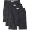 The Children’s Place Boys Essential Cargo Shorts(Washed Black 3-pack)