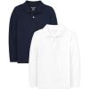 The Children’s Place Boys’ Long Sleeve Soft Jersey Knit Polo,multipacks(Nautico/White 2-pack)
