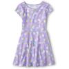 The Children’s Place Girls’ Plaid Stretch Jacquard Short Sleeve Dress(Easter Bunnies and Eggs)