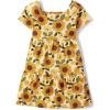 The Children’s Place Girls’ Plaid Stretch Jacquard Short Sleeve Dress(Yellow Sunflower Tiered)