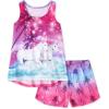 The Children’s Place Girls’ Sleeveless Tank Top And Shorts 2 Piece Pajama Set(Ombre Unicorn)