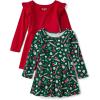 The Children’s Place Girls and Toddler Skater Dress, Long Sleeve(Candy/Red 2-pack)