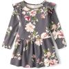 The Children’s Place Girls and Toddler Skater Dress, Long Sleeve(Gray Floral)