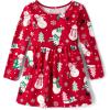 The Children’s Place Girls and Toddler Skater Dress, Long Sleeve(Holiday Snowmen)