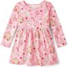 The Children’s Place Girls and Toddler Skater Dress, Long Sleeve(Pink Christmas Print)