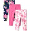 The Children’s Place,Girls,Assorted Everyday Capri Leggings(Pink Palms 3-pack)