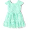 The Children’s Place,and Toddler Short Sleeve Dressy Dress(Mellow Aqua Lace)