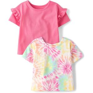 The Children’s Place Baby Girls’ Everyday Casual Short Sleeve Knit Shirts(Cosmos 2-pack)