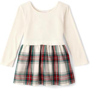 The Children’s Place Baby Girls’ Plaid Flannel Woven Tiered Dress(White Daisy Plaid)