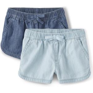 The Children’s Place Baby Girls’ and Toddler Pull on Chambray Shorts(Rose Wash/Denim 2-pack)