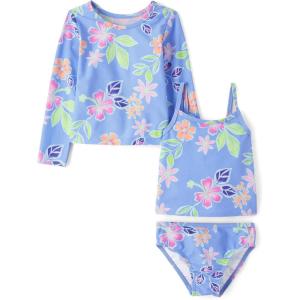 The Children’s Place Baby-Girls and Toddler Long Sleeve Rashguard and Tankini Swimsuit, 3 Piece Set(Bright Sky)