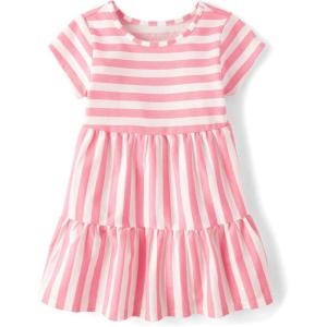 The Children’s Place Baby-Girls and Toddler Tiered Dress, Short Sleeve(Cosmos Stripe)