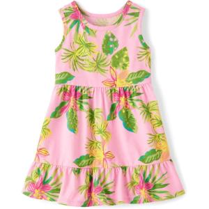 The Children’s Place Baby-Girls and Toddler Tiered Dress, Short Sleeve(Luau Floral)