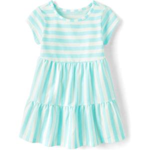 The Children’s Place Baby-Girls and Toddler Tiered Dress, Short Sleeve(Seagrove Stripe)