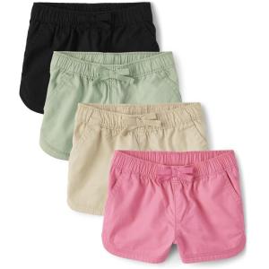 The Children’s Place Baby-Girls and Toddler Twill Pull on Shorts(Pink/Straw/Green/Black 4-pack)