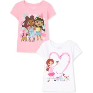 The Children’s Place Baby-Girls and Toddler Unicorns,Butterflies,Trends Short Sleeve Graphic T-Shirts,2 Pack(Girl Painting/Cat Flowers)