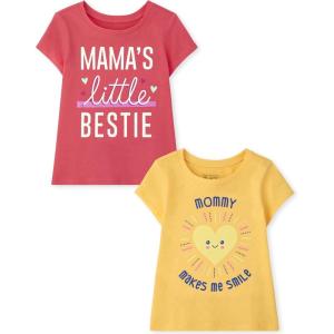 The Children’s Place Baby-Girls and Toddler Unicorns,Butterflies,Trends Short Sleeve Graphic T-Shirts,2 Pack(Mamas Little Bestie/Mommy Smile)