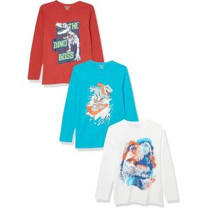 The Children’s Place Boys Dino Long Sleeve Graphic T-Shirts,multipacks(Dino Boss/Dino Surf/T-rex 3-pack)