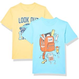 The Children’s Place Boys’ Gamer,Sports,Cars Short Sleeve Graphic T-Shirts,2 Pack(1st Grade/Backpack)